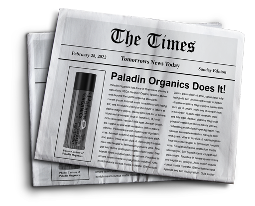 Paladin Organics Lip Balm Newspaper Headline Image